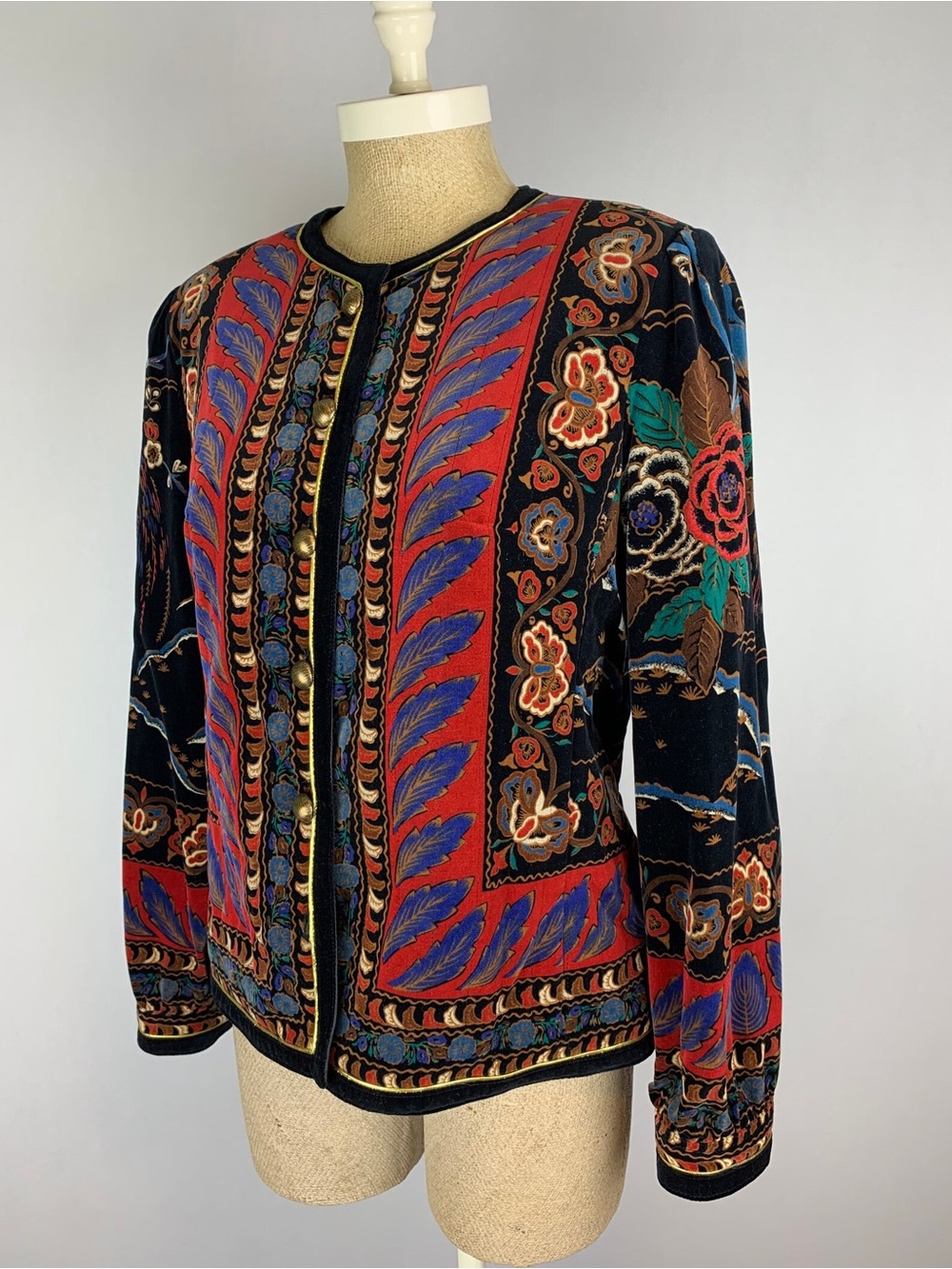 Vintage Velvet Button Down Japanese Saxon Hall 80's Jacket Blazer Size Large